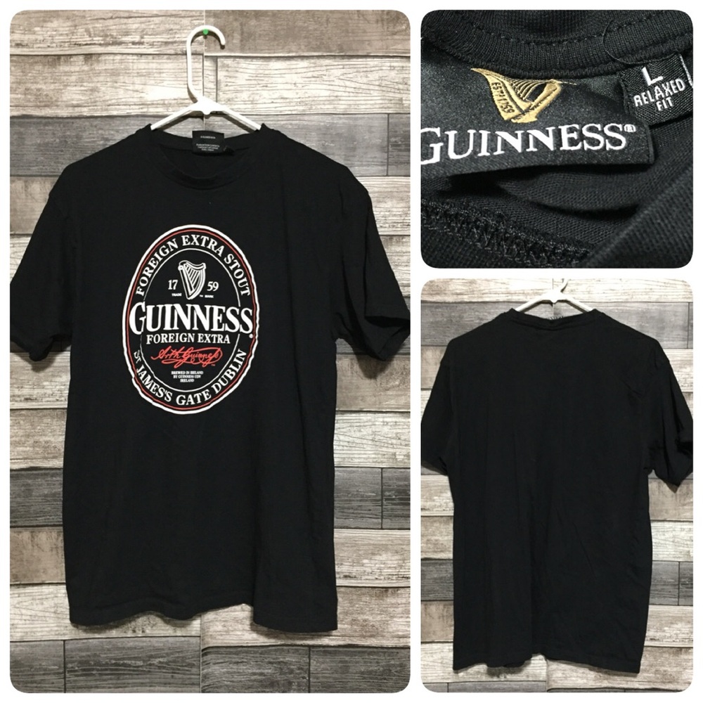 Guinness Graphic T Shirt Men’s L Black Short Sleeve Crewneck Casual